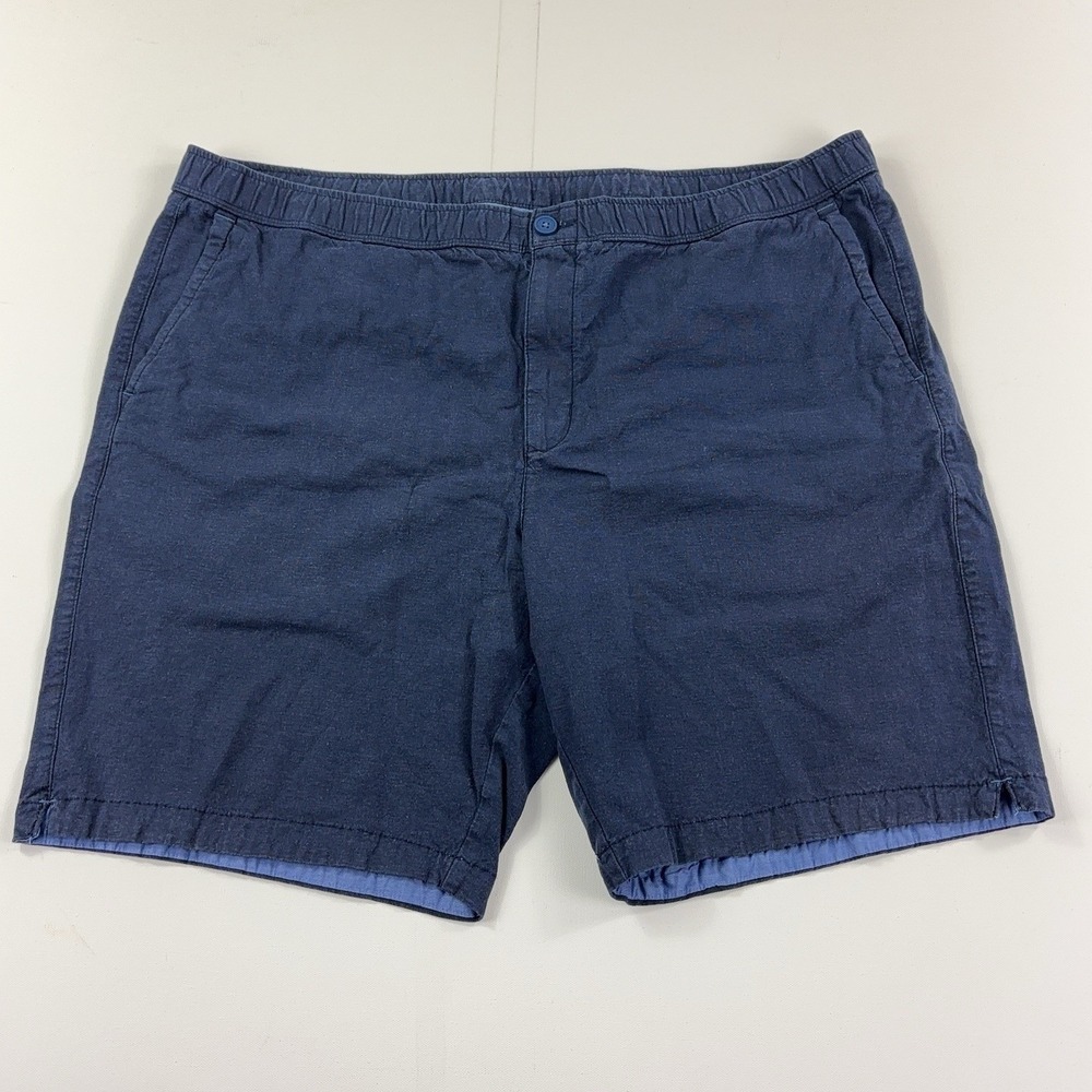 Tommy Bahama Shorts Mens Big 2X Blue Linen Chino Elastic Waist 8 Inseam